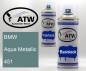 Preview: BMW, Aqua Metallic, 451: 400ml Sprühdose + 400ml Klarlack - Set, von ATW Autoteile West.